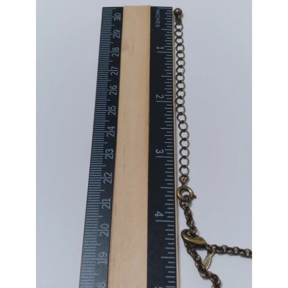 SAQ Necklace Red Three Strands Plastic Beads Light Bronze Chain And Spacers - Picture 4 of 7